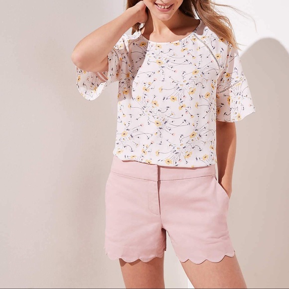 LOFT Pants - LOFT Riviera Scalloped Shorts NWT Pink Size 2